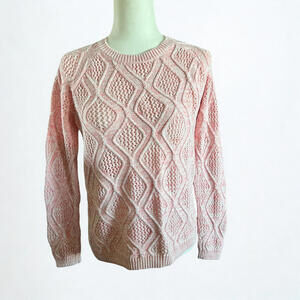 Women's Pink Sonoma Diamond Pattern Large Knit Pull Over Size Medium Sweater